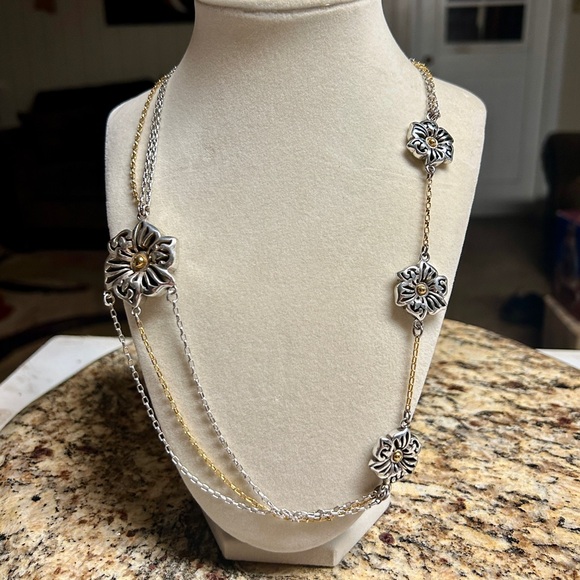 Brighton • Shadow Garden • Flower • Gold/Silver • Triple Strand Chain • Necklace - Picture 5 of 16